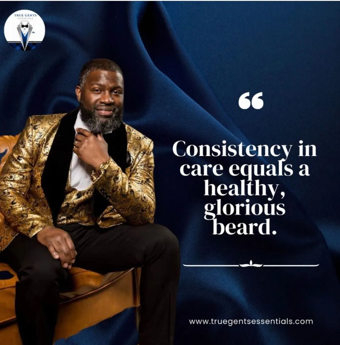 Damiun Raines featured in a True Gents Essentials brand graphic